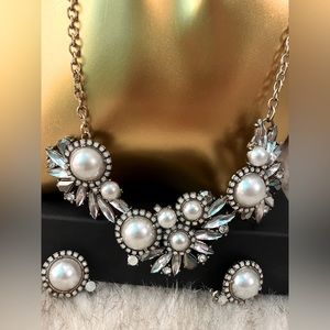 Simulated pearl and rhinestone set